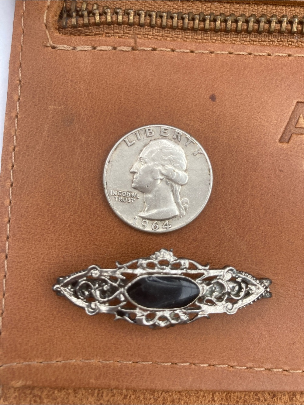 Vintage Filigree Black Stone Onyx Made In France Hair Barrette